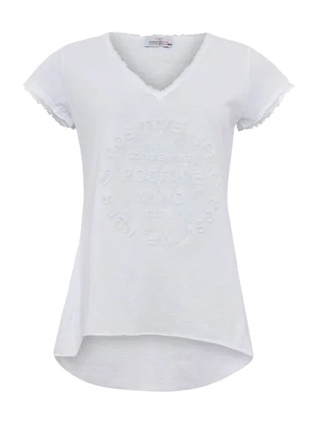 Zwillingsherz Tricou Positive Mind amestacat alb