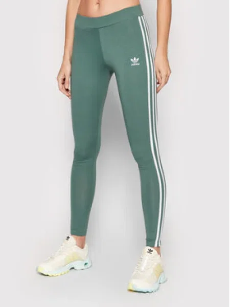 Leggings Adidas cu dungi verde