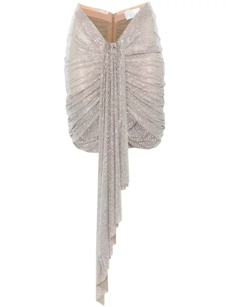 Mała spódnica mini Giuseppe Di Morabito asymetryczna z kryształkami srebrna