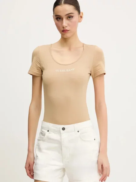 Тениска Guess Jeans зелено бежово