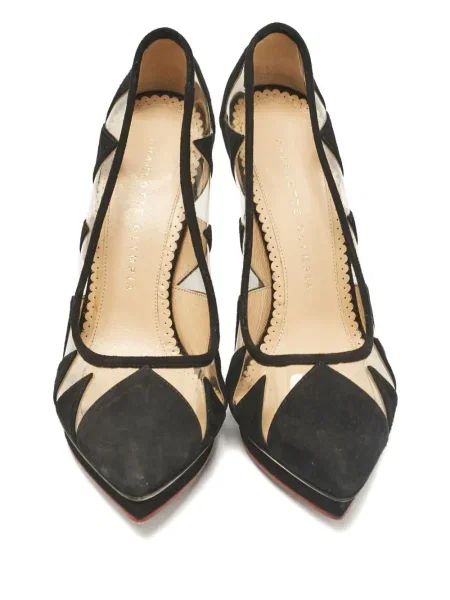 Pantofi cu toc Charlotte Olympia din piele de căprioară cu platformă negru