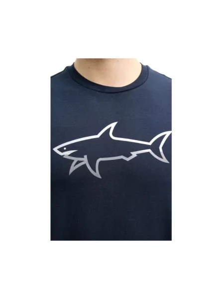 Koszulka Paul & Shark z nadrukiem z dżerseju niebieska