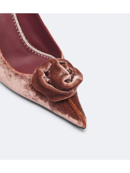Pantofi cu toc Magda Butrym de catifea cu model floral cu aplicații roz