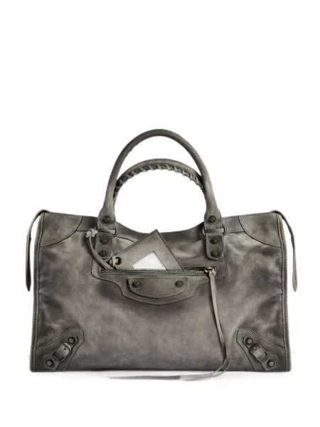 Ceruit geantă shopper Balenciaga din piele de căprioară gri