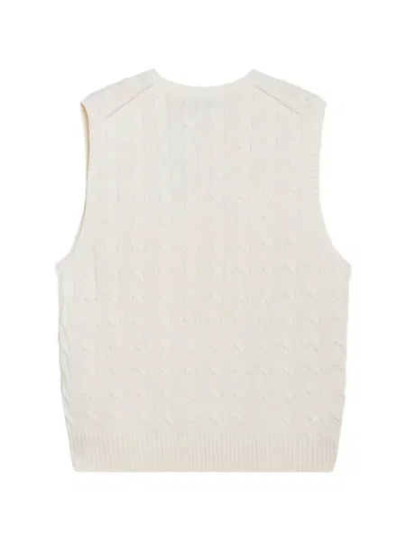 Lung tricou polo Polo Ralph Lauren tricotate fără mâneci alb
