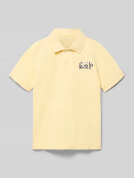 Koszulka polo z logo i listwą guzikową Gap żółta
