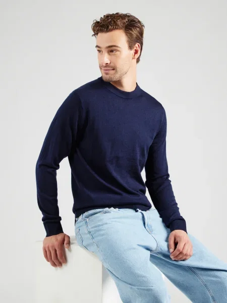 Jack&Jones Pulover Merino Bleumarin Regular Fit albastru