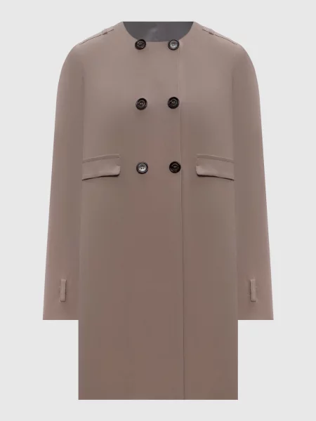 Двосторонній двобортний плащ із шовку Brunello Cucinelli бежевий