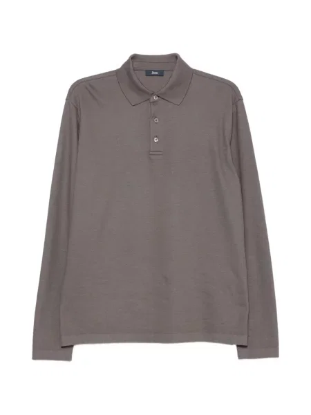 Lung tricou polo Herno gri