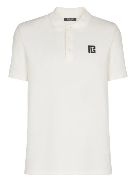 Polo Balmain cu broderie alb
