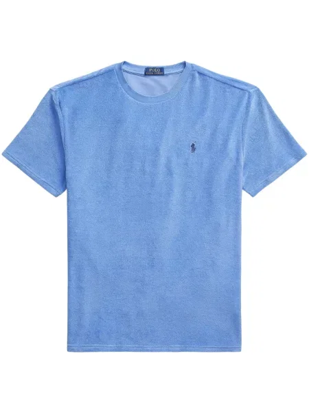 Pletena polo majica Polo Ralph Lauren s vezom visoki struk plava
