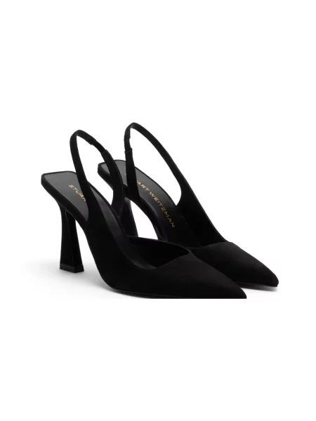 Czółenka Stuart Weitzman skórzana z otwartą piętą czarna