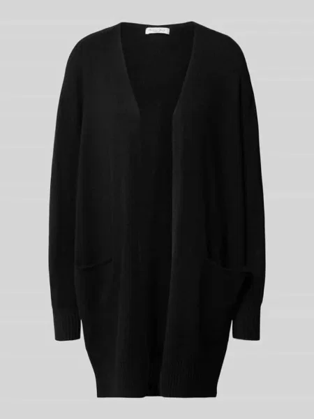 Kardigan rozpinany o kroju relaxed fit z mieszanki z wpuszczanymi Christian Berg Woman czarny
