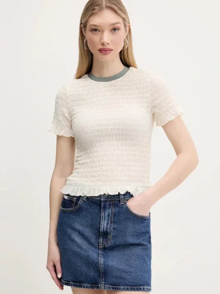 T-shirt GUESS Originals Smocked T-shirt Sandy Shore L beżowa