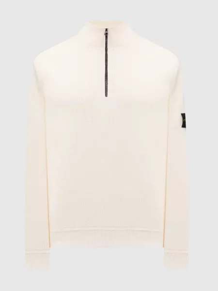 Светр кольору айворі з Stone Island бежевий