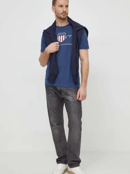 Gant pulover z bombažem modra