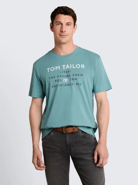 TOM TAILOR Tričko námornícka modrá / modrozelená biela