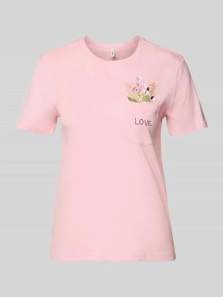 Krój regular fit t-shirt z czystej bawełny ekologicznej model POLLY' Only różowa
