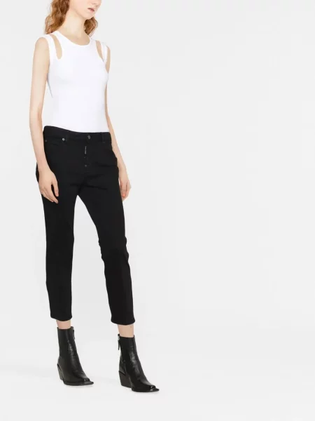 Džinsai Dsquared2 apkarpytas juoda