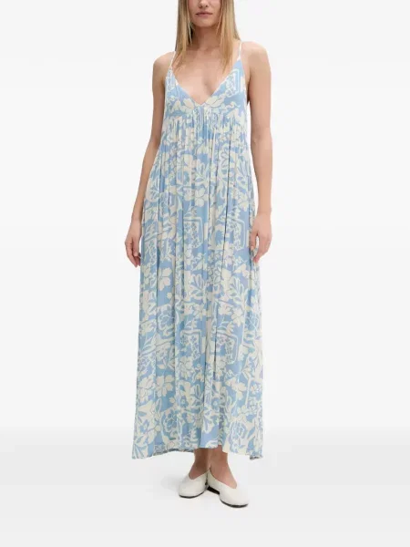Rochie maxi Rip Curl cu model floral cu imagine albastru