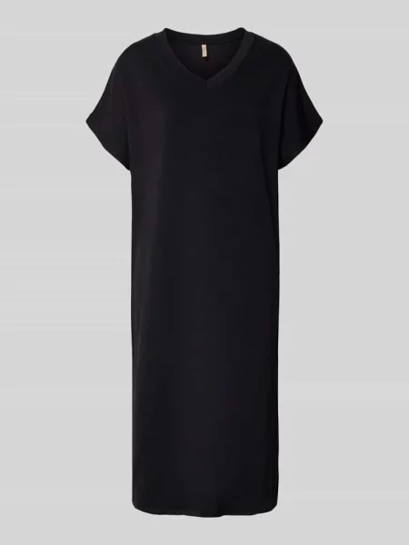 Sukienka t-shirtowa z dekoltem w serek Soyaconcept czarna