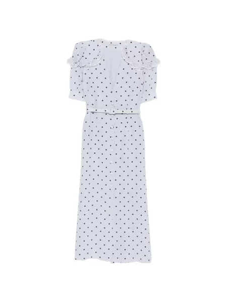 Rochie midi Alessandra Rich cu buline cu volane albastru