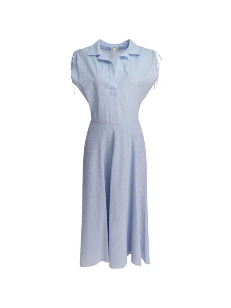 Rochie midi Ines De La Fressange cu dungi albastru