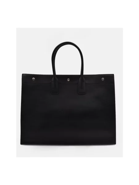 Duża torebka skórzana Saint Laurent Rive Gauche skórzana czarna