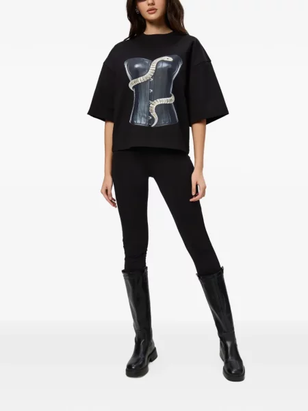 Tricou Hamza cu model piele de șarpe negru