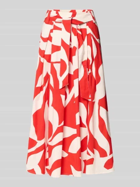 Spódnica midi w kroju regular fit z kwiatowym nadrukiem na całej powierzchni More & More czerwona