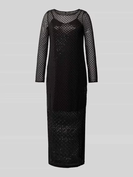 Sukienka z cekinami w kratkę z cekinów na siateczce model SAFINA Vero Moda czarna