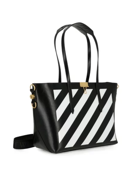 Geantă shopper Off-white cu dungi alb