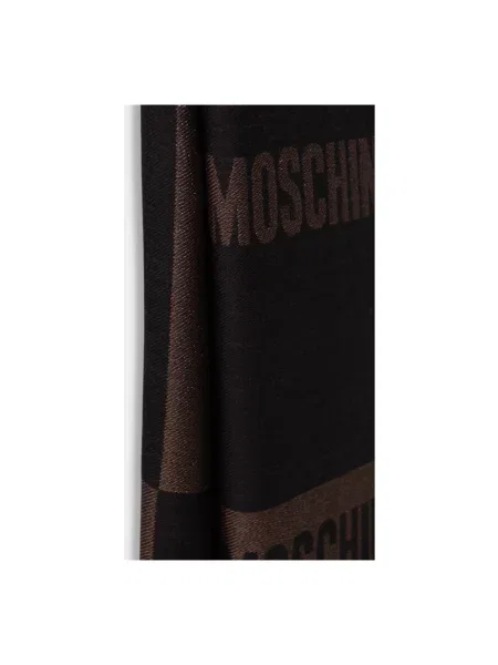 Moschino szalik z wełną brązowa