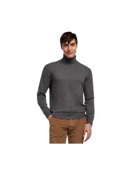 Sweter z golfem Brooks Brothers wełniany szary
