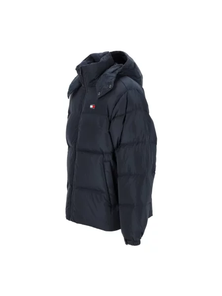 Lniana kurtka Tommy Jeans niebieska