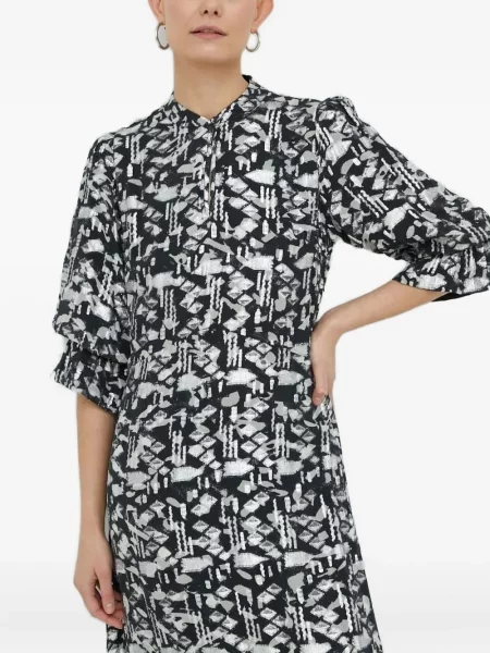 Rochie midi Bruuns Bazaar cu imagine cu imprimeu geometric până la genunchi negru