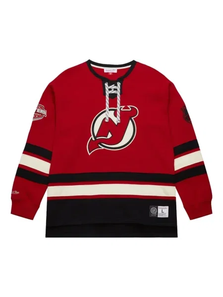 Pulover Mitchell & Ness cu șireturi din jerseu roșu