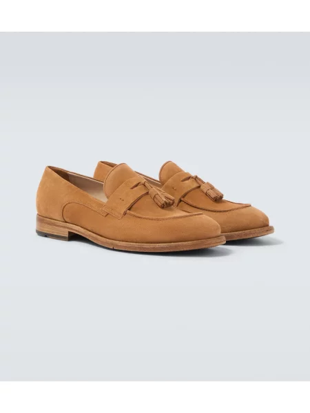 Pantofi loafer Eleventy din piele de căprioară maro