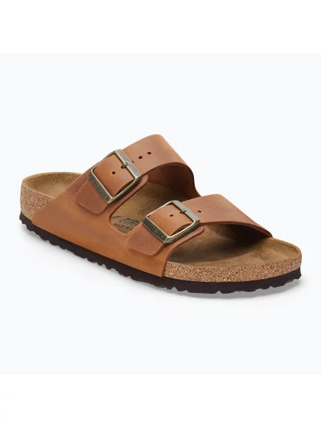 Klapki Birkenstock skórzane brązowe