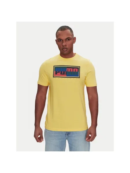 Puma T-shirt Graphics Box Regular Fit žuta
