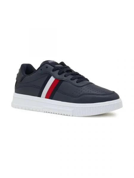 Tommy Hilfiger Bőr sneakers tornacipő SUPERCUP STRIPES kék