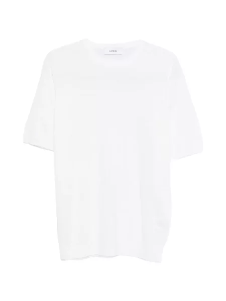 Tricou Lardini tricotate scurt alb