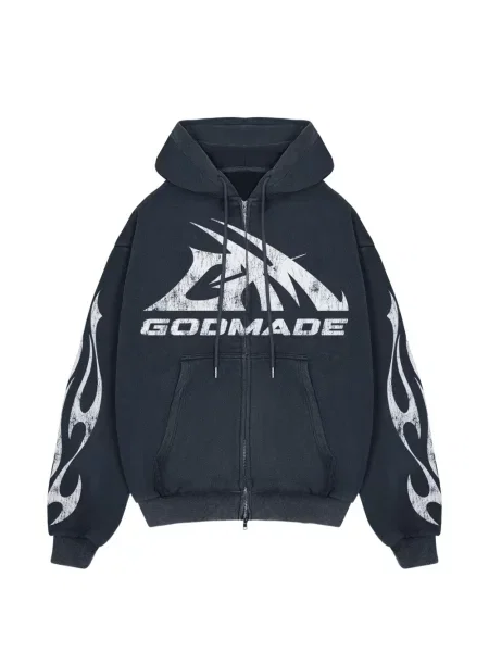 Majica s kapuljačom Godmade s printom siva