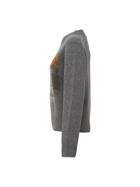 Sweter Ganni wełniany szary