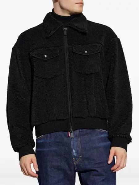 Geacă Dsquared2 din fleece negru
