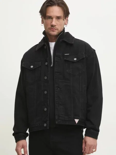 Τζιν μπουφάν Guess Jeans μαύρο
