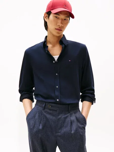 Tommy Hilfiger koszula casual Mężczyźni Slim Fit jednolity S niebieski
