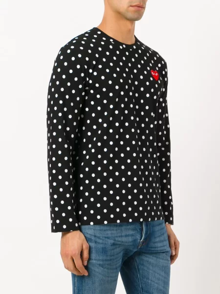 Puntíkaté tričko Comme Des Garçons Play s potiskem černé