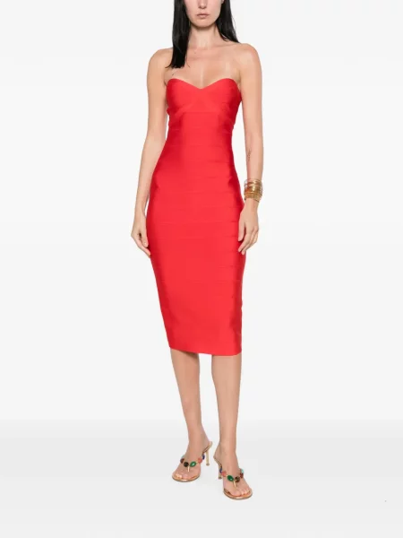 Rochie midi Retrofete fără bretele roșu