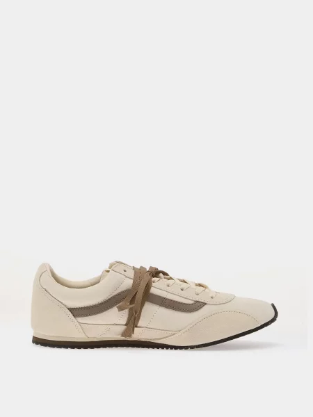 Кожаные кеды Vans бежевые